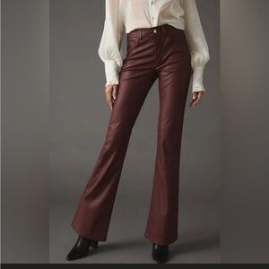 Anthropologie Yaya Pilcro Faux Leather Rocker Chocolate Brown Bohemian Jeans 29